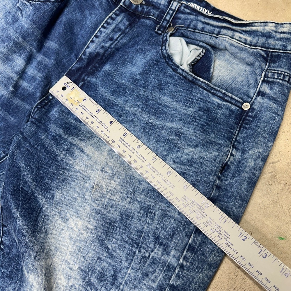 V19.69 Italia Abbigliamento Jeans Blue Acid Wash Distressed Zip Detail W36 L30 - Picture 4 of 12